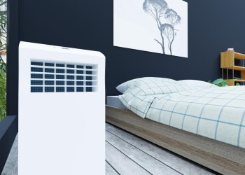 mobile air conditioner in the bedroom 3d render